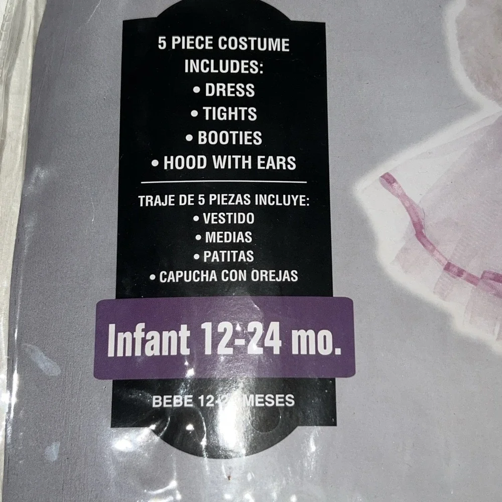 Little Lamb Halloween Costume Infant 12-24 Months Fleece White Pink No Tights
